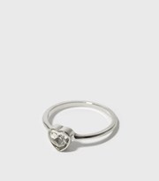 New Look Silver Diamante Heart Ring